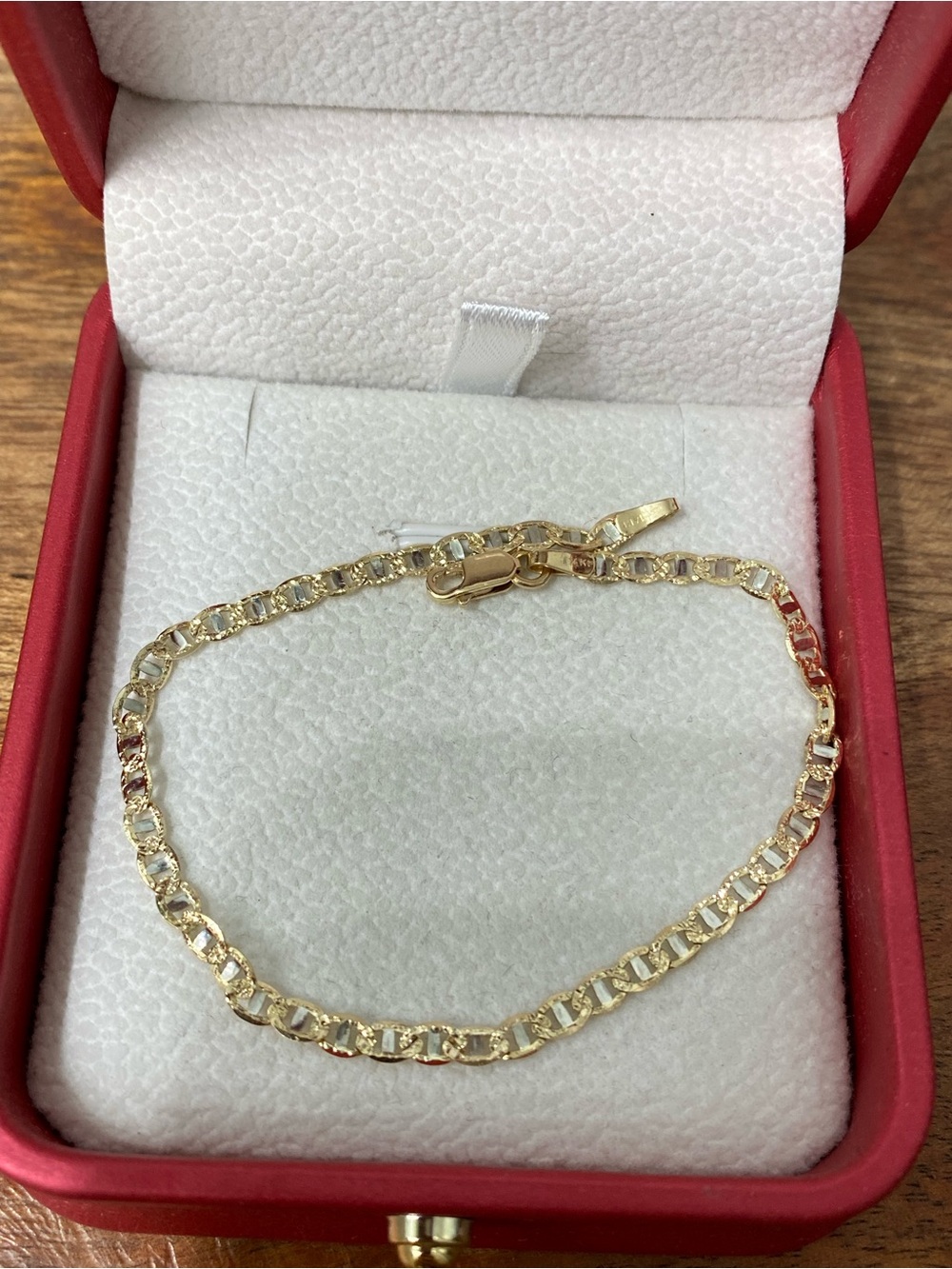 14K Two Tone Gold Diamond Cut Mariner Bracelet
